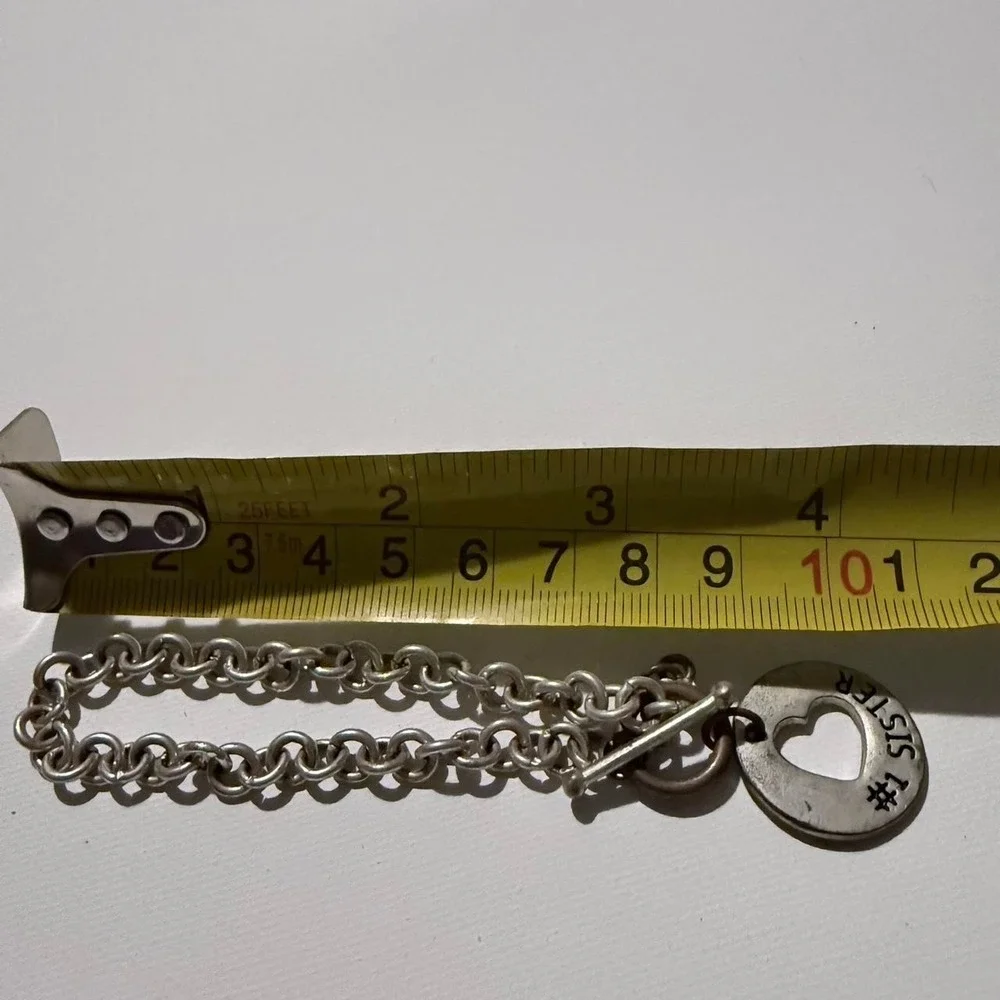 Vintage #1 sister chain bracelet with barbell closure. Printed on both sides